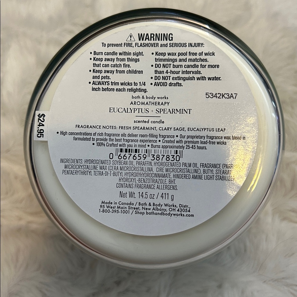 NEW Bath & Body Works Aromatherapy Stress Relief Candle - Eucalyptus & Spearmint - Picture 8 of 8